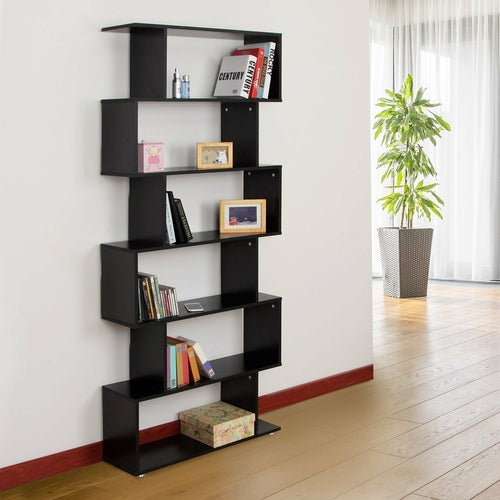 homcom-wooden-s-shape-bookcase-6-shelves-storage-display-home-office