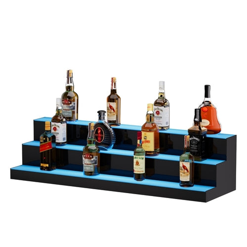 LED Lighted Liquor Bottle Display, 3 Tiers 40 Inches, Illuminated Home