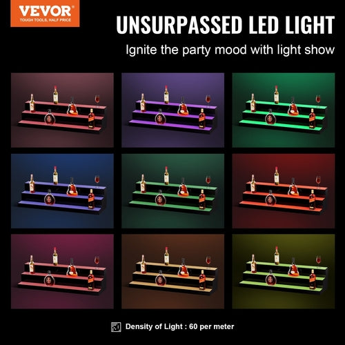 LED Lighted Liquor Bottle Display, 3 Tiers 40 Inches, Illuminated Home