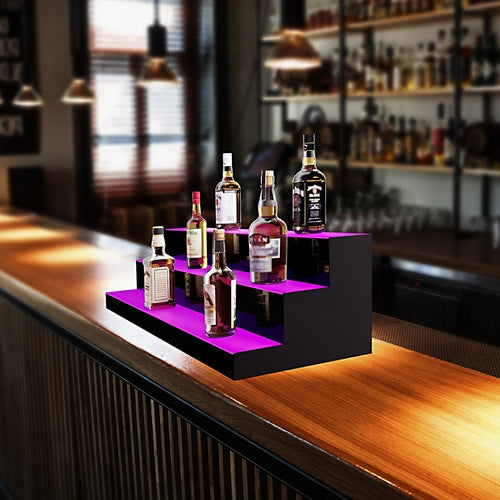LED Lighted Liquor Bottle Display, 3 Tiers 40 Inches, Illuminated Home