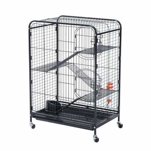 pawhut-37-pet-cage-hamster-rats-house-playpen-2-doors-tray-animal